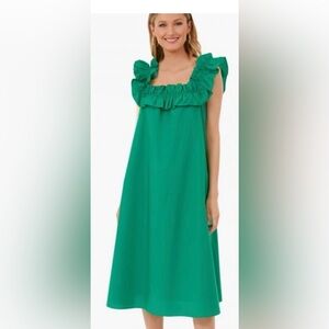 Tuckernuck Emerald Green Ruffle Midi Dress